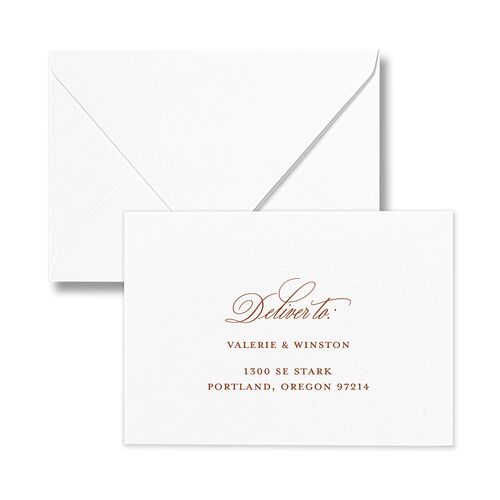Elegant Eclectic Response Card Euro Envelopes White Walnut Return Address Luxe