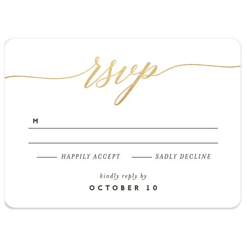 We Do Foil Wedding Response Cards Gold Hunter Green Signature Rounded