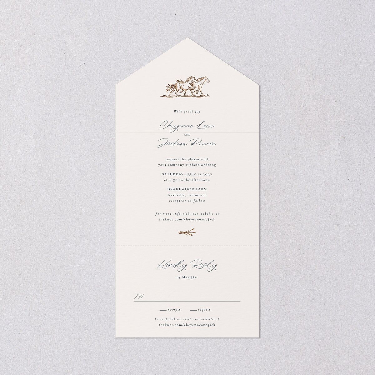 Western Wild Horses All-in-One Wedding Invitations — view 1