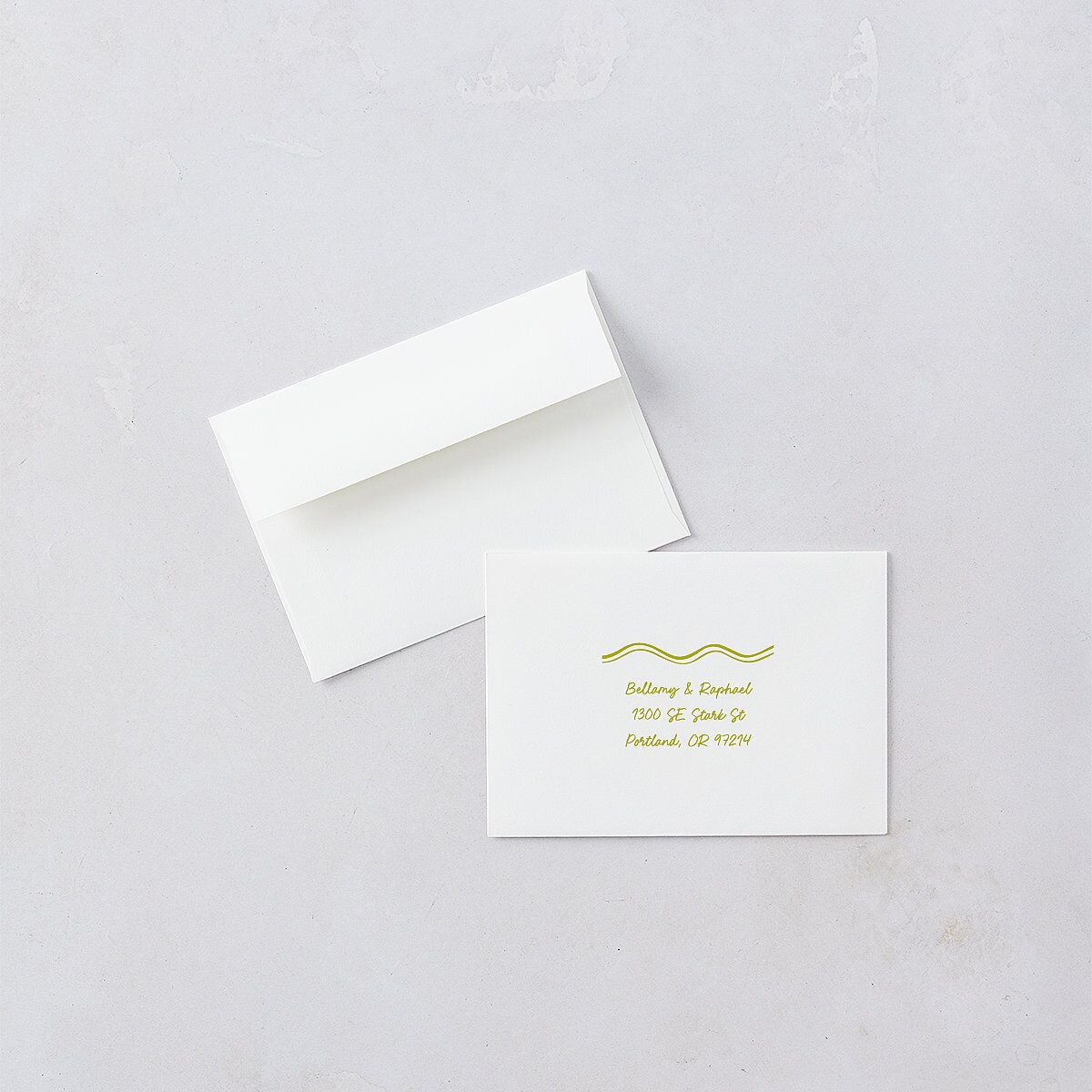 Modern Hand Drawn Wavy Frame Wedding Response Cards Chartreuse Signature Standard