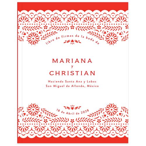 Papel Picado Wedding Guest Book True Red