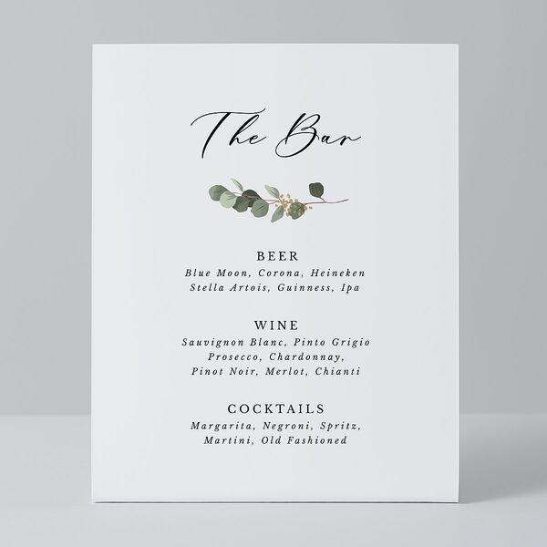 Eucalyptus Frame Menu Bended Tabletop Sign X-small Pure White Standard Plastic XS Tabletop Menu