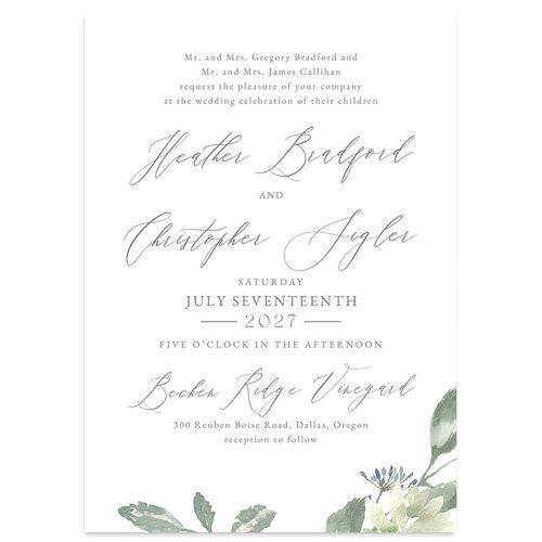 Dusted Calligraphy Wedding Invitations Slate Signature Blank No Standard