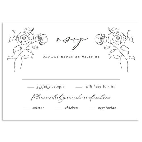 Floral Adornment Wedding Response Cards Charcoal Signature Standard