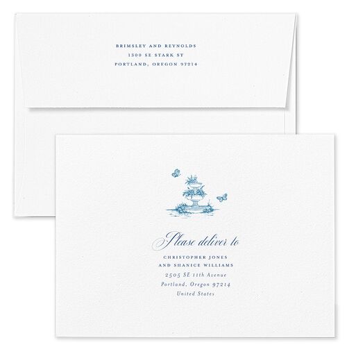Elegant Antique Toile Frame Save The Date Card Envelopes by Bridgerton Kraft Cruise Return Address Signature Standard