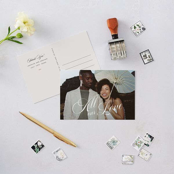 Old Money Style Photo Thank You Postcards Champagne