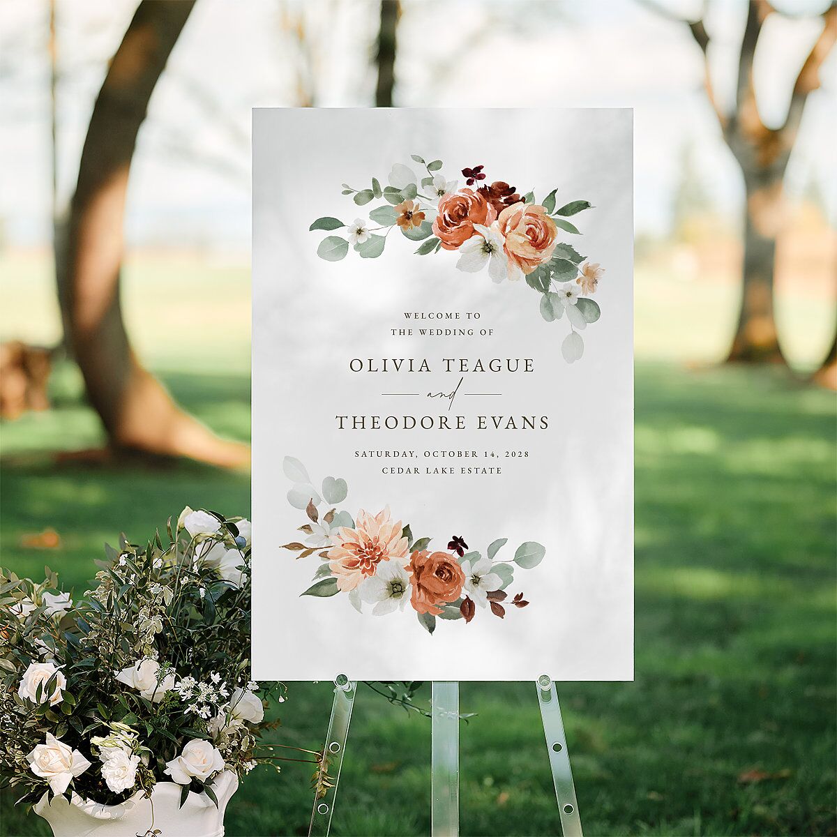 Eucalyptus Bouquet Standard Welcome Sign Large Terracotta Standard Indoor Foam Core L Welcome