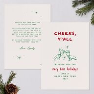 Cheers Y'all Holiday Cards Maroon Signature Blank Standard