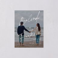 Modern Script Names Save the Date Petite Cards Shadow Gray Signature smooth Blank No Standard