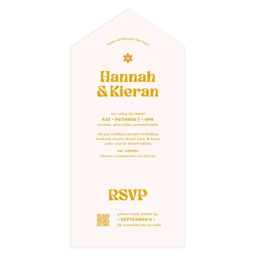 Simple Retro Daisy All-in-One Wedding Invitations Sunflower Signature Light Both Recipient and Return Addresses No