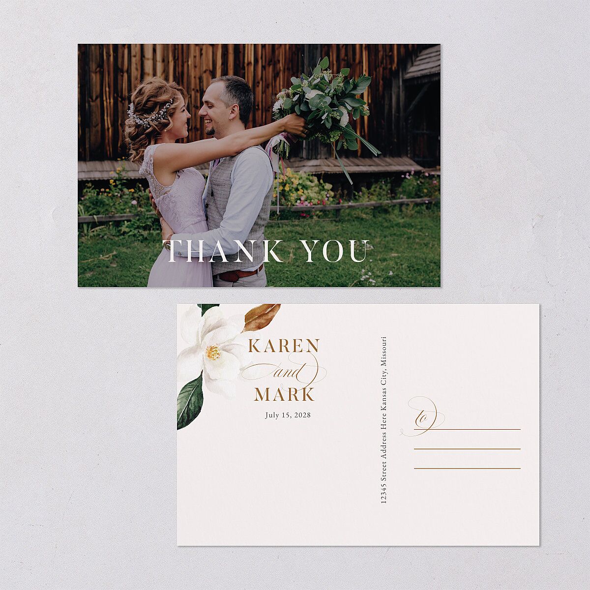 Southern Magnolia Thank You Postcard Mist