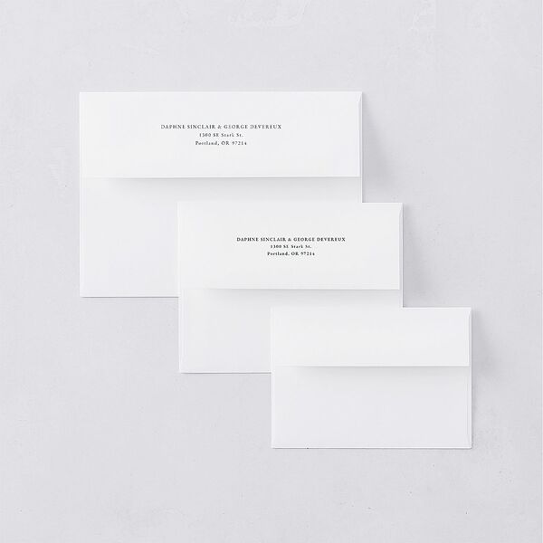 Gatsby Deco Arch Thank You Card Envelopes White Dark Emerald Both Recipient and Return Addresses Signature Standard