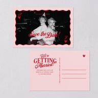 Hand Drawn Las Vegas Hearts Save the Date Postcards Crimson