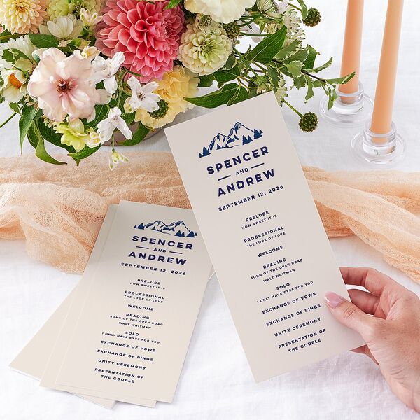 Adventure Icon Wedding Programs Navy Signature