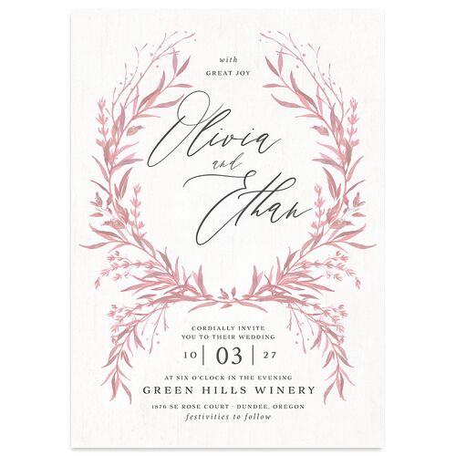 Natural Laurel Wedding Invitations Candy Pink Signature Blank No Standard