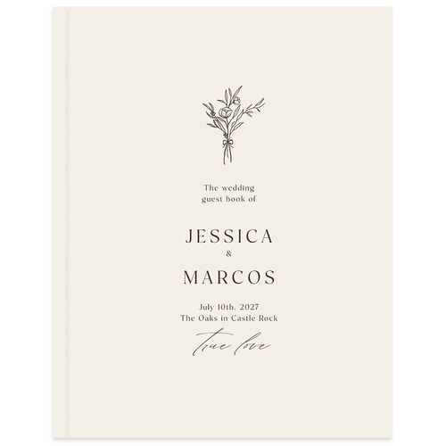 Simple Boho Flowers Guest Books Champagne