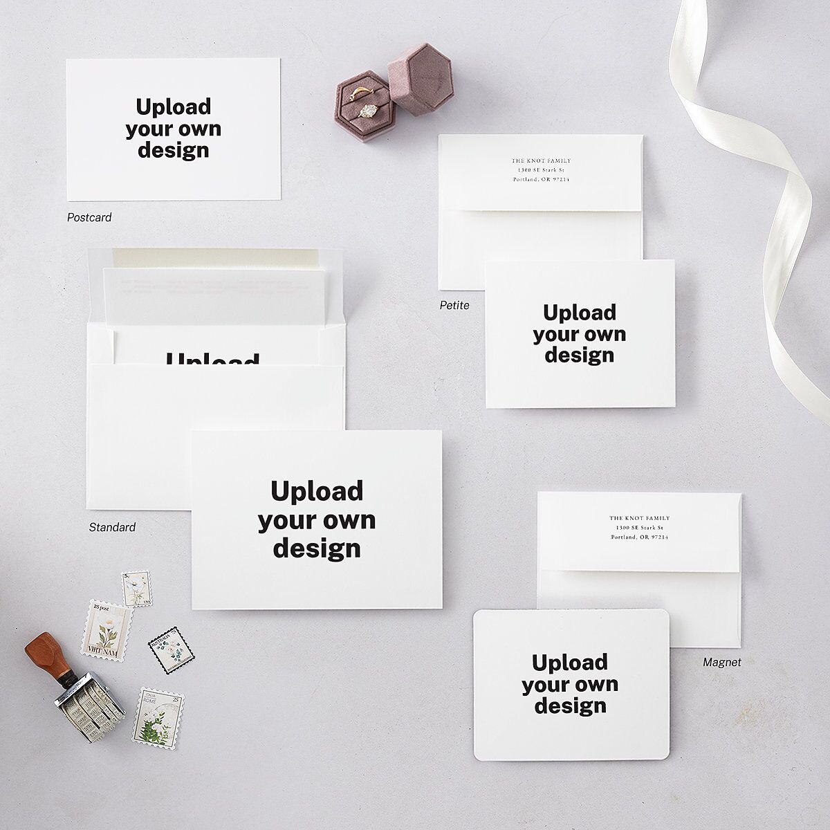 Upload Your Own Design Landscape Save the Date Petite Cards Pure White Signature smooth Blank No Rounded