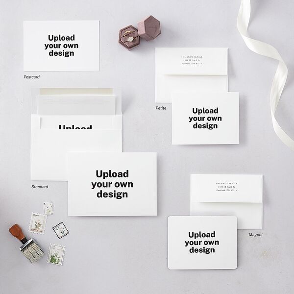 Upload Your Own Design Landscape Save the Date Petite Cards Pure White Signature smooth Blank No Rounded