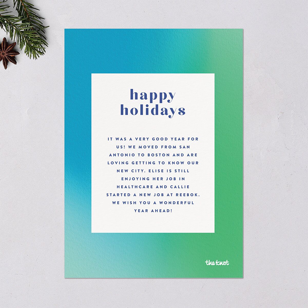 Joyful Gradient Holiday Cards Sapphire Signature Blank Standard Portrait
