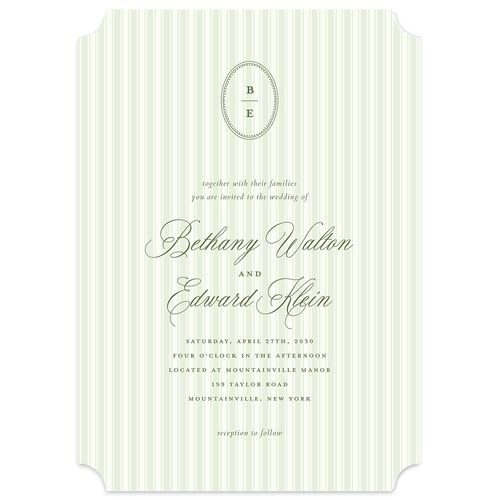 Vintage Oval Monogram Wedding Invitations Thyme Signature Blank No Ticket