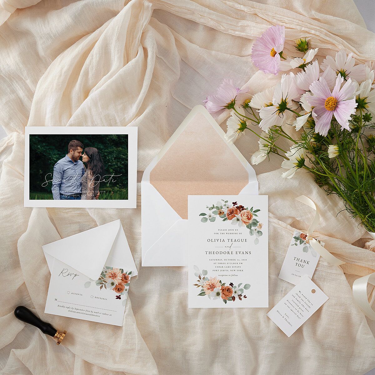 Eucalyptus Bouquet Euro Envelope Liners Terracotta Luxe