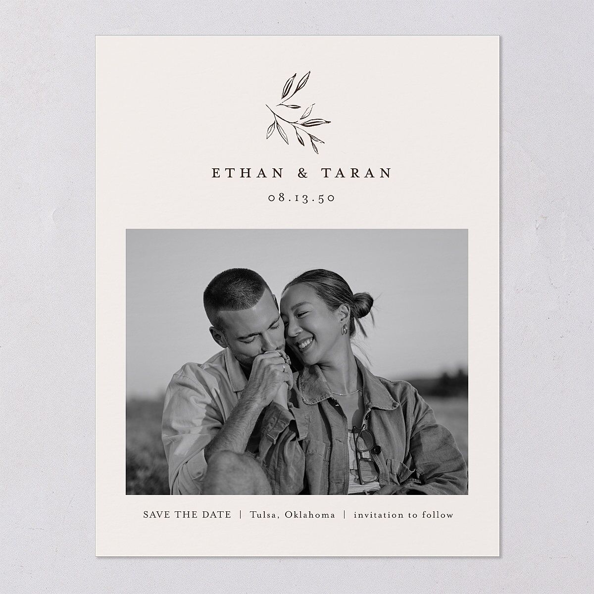 Minimal Leaves Save the Date Petite Cards — view 7