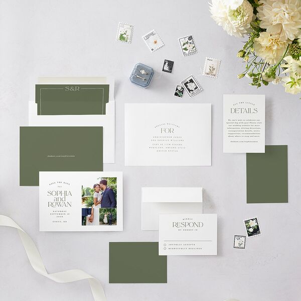 Classic Stack Save The Date Cards Dark Camo Signature smooth Blank No Standard