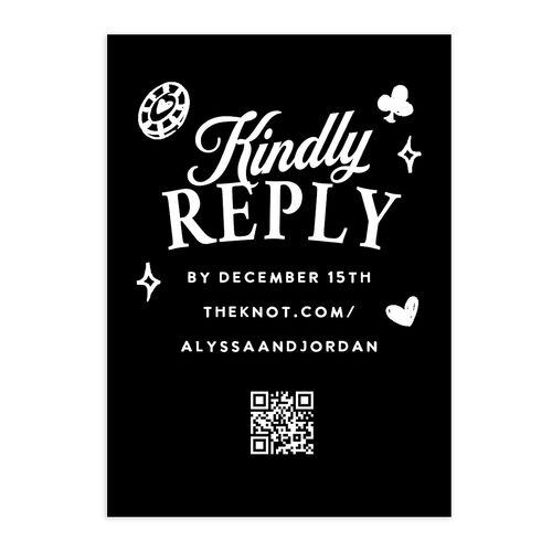 Hand Drawn Las Vegas Hearts QR Code RSVP Cards Midnight Signature Standard