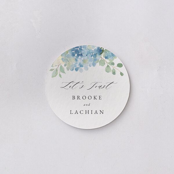 Elegant Hydrangea Coasters Dusty Blue Cardboard Circle