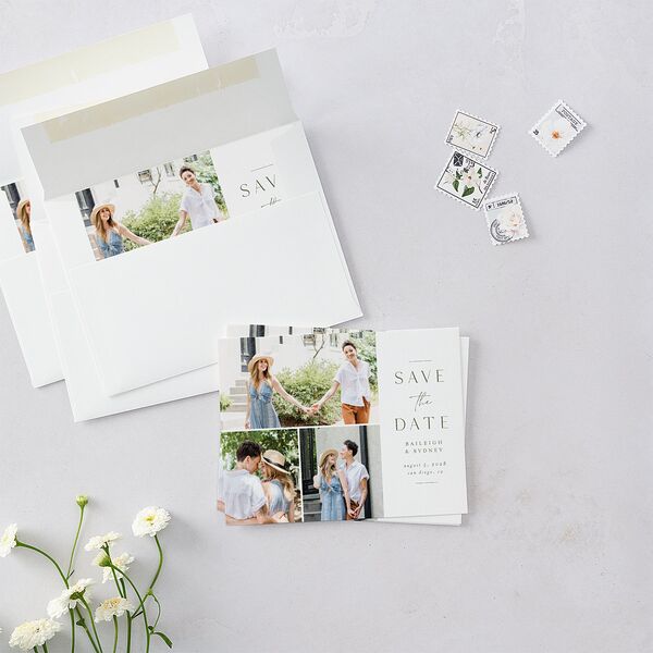 Side Panel Save the Date Petite Cards Deep Olive Signature smooth Blank No Standard