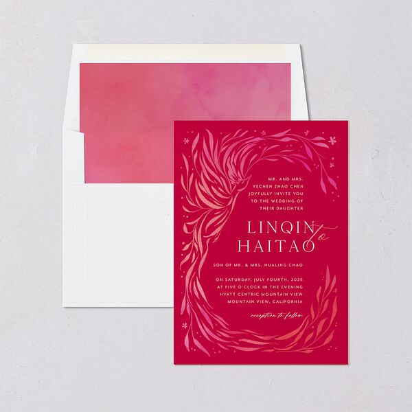 Chinese Phoenix Fenghuang Envelope Liners Rose Pink Standard