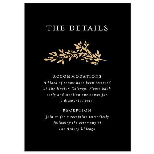 Emerald Forest Foil Wedding Event Detail Cards Gold Midnight Signature Standard