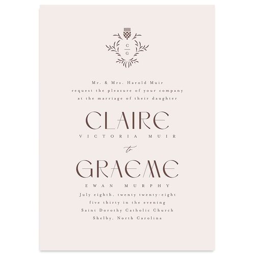 Tartan Crest Wedding Invitations Fawn Signature Blank No Standard