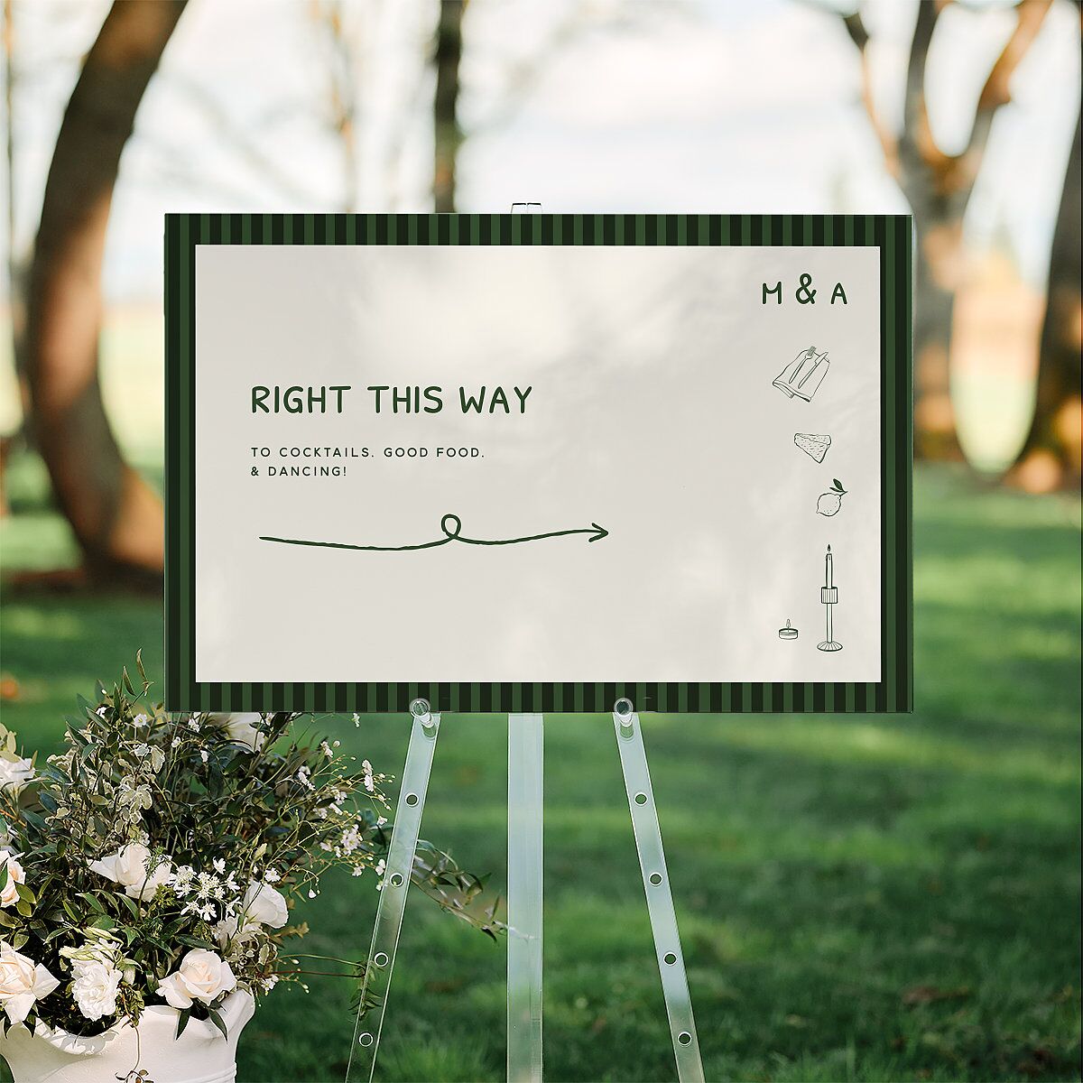 Hand Drawn Recipe Standard Direction Sign Large Dark Camo Standard Indoor Foam Core L Direction