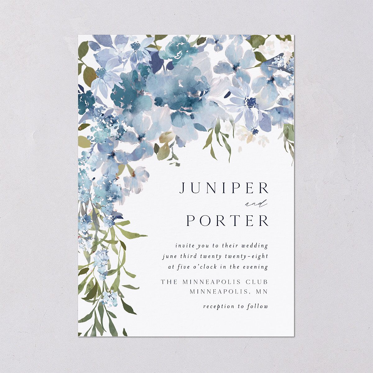 Garden Arch Wedding Invitations Navy Signature Blank No Standard
