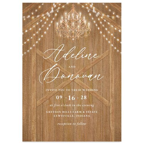 Farmhouse Lights Wedding Invitations Almond Signature Blank No Standard