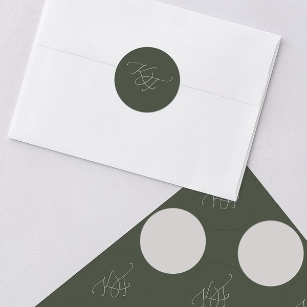 Romantic Photo Wedding Stickers Hunter Green Circle