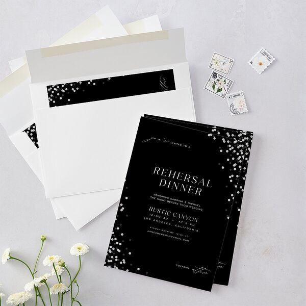 Confetti Glam Rehearsal Dinner Invitations Licorice Signature Blank