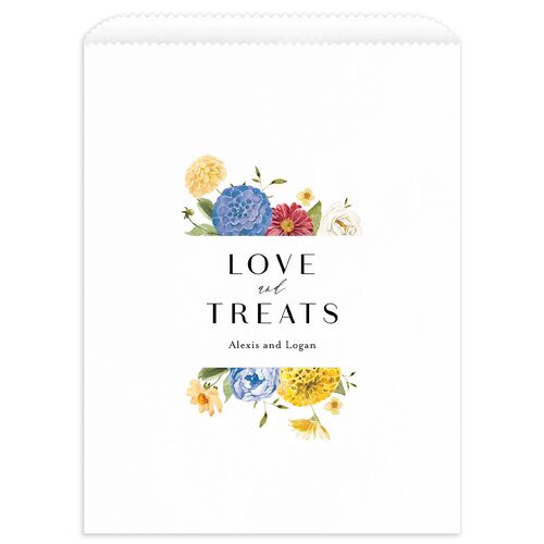 Blooming Dahlias Favor Bags White Regency Blue Wax-Lined Food Safe Paper