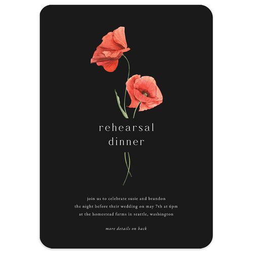 Wild Poppies Rehearsal Dinner Invitations Charcoal Signature Blank Rounded