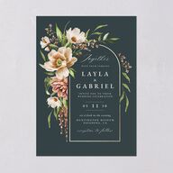 Floral Arch Foil Wedding Invitations Gold Moss Signature Blank No Standard
