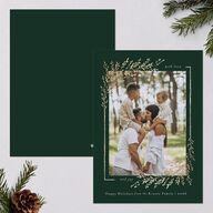 Exquisite Holiday Holiday Cards Gold Dark Green Signature Blank Portrait  Standard