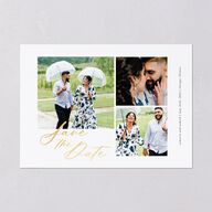 Gilded Lehenga Save the Date Cards Gold Pure White Signature smooth Blank No Standard
