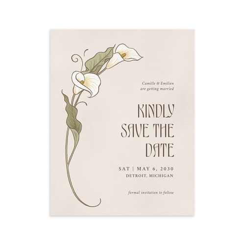Calla Lily Nouveau Save the Date Petite Cards Champagne Signature smooth Blank Standard No