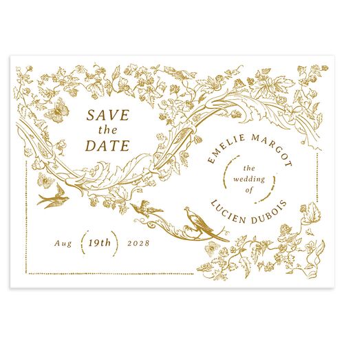 Vintage Toile Save The Date Cards Saddle Signature smooth Blank No Standard