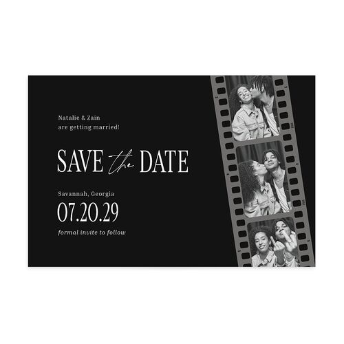 Vintage Film Reel Photo Strip Save the Date Postcards Midnight