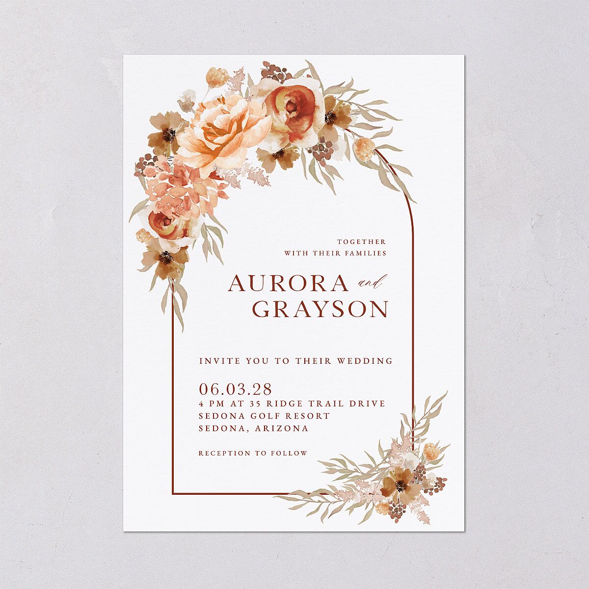 Bohemian Arch Wedding Invitations Copper Signature Blank No