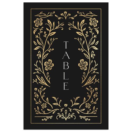 Storybook Filigree Table Numbers Gold Charcoal Signature