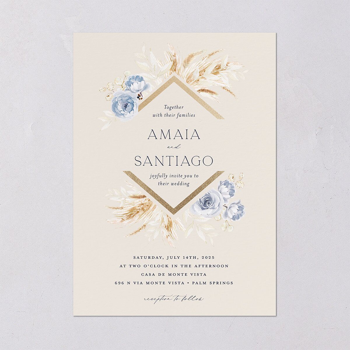 Rustic Bouquet Wedding Invitations Gold Slate Signature Blank No Standard
