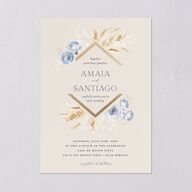 Rustic Bouquet Wedding Invitations Gold Slate Signature Blank No Standard